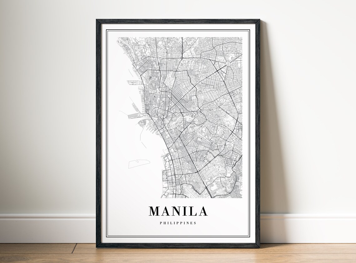 Manila Map Poster, Black And White Travel Map - Image 4