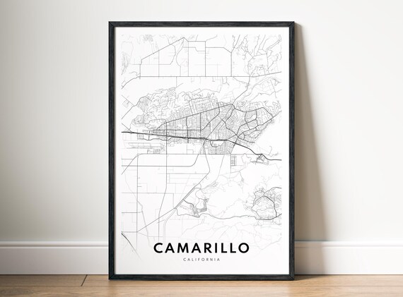 Camarillo Ca Map Poster Black And White City Art