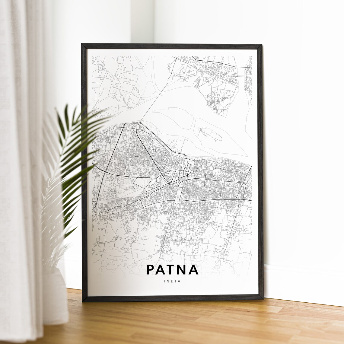 Patna India City Street Map Minimalist Black and White Print - Image 2