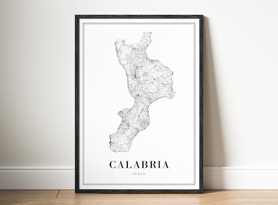 Calabria Italy Map Poster, Travel Map Art Print
