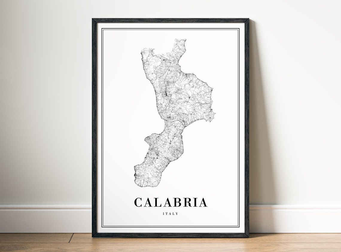 Calabria Italy Map Poster, Travel Map Art Print