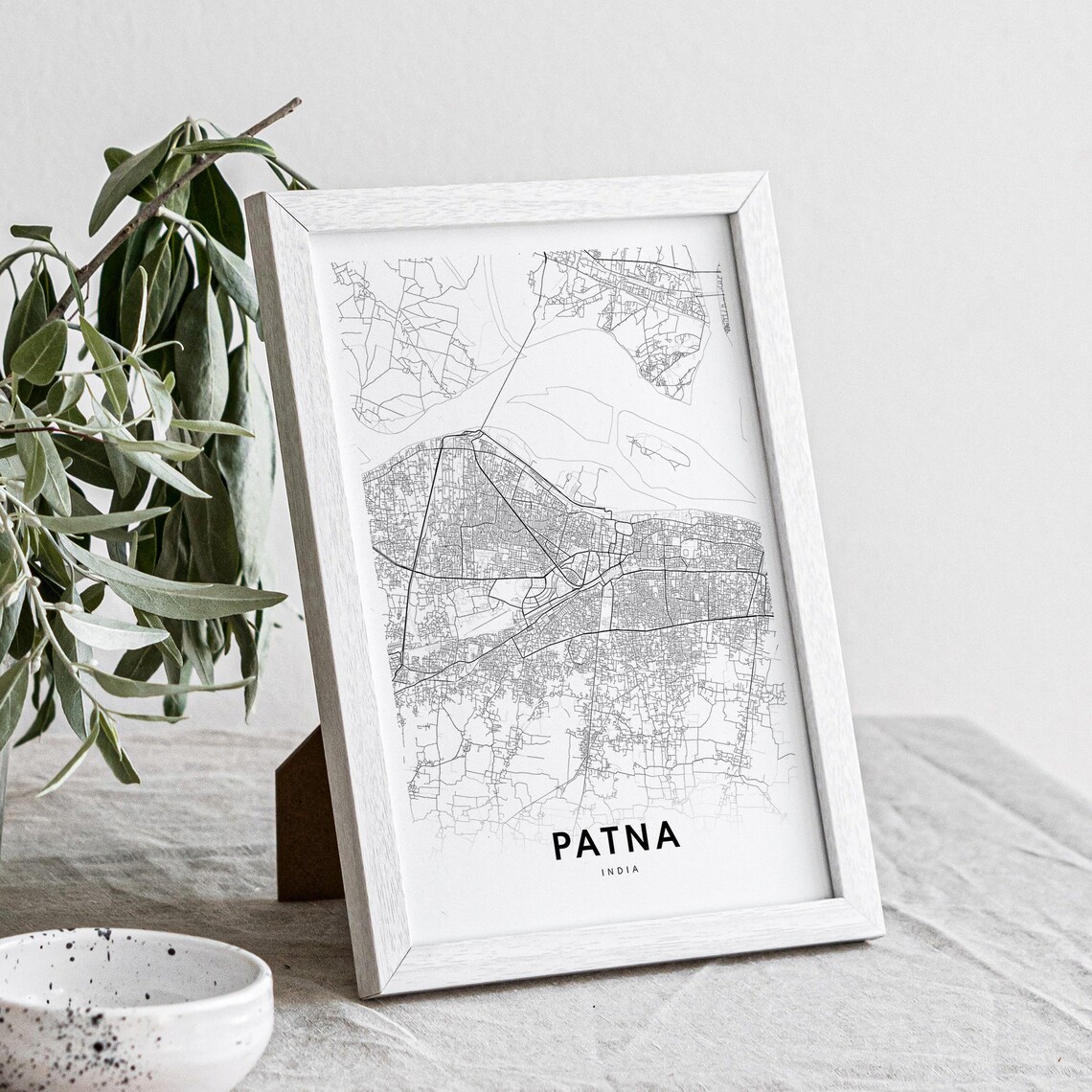 Patna India City Street Map Minimalist Black and White Print - Image 4