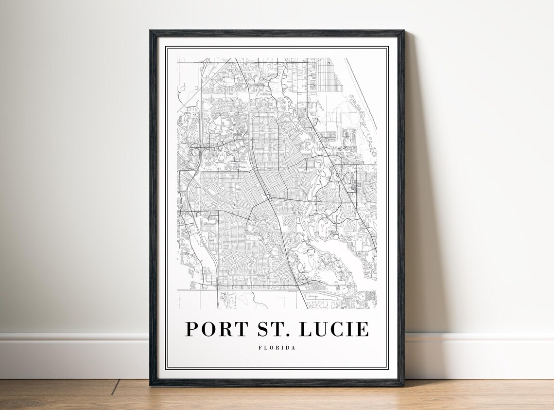 Port St Lucie Florida Black White Minimalist City Map Line Art Poster - Image 5