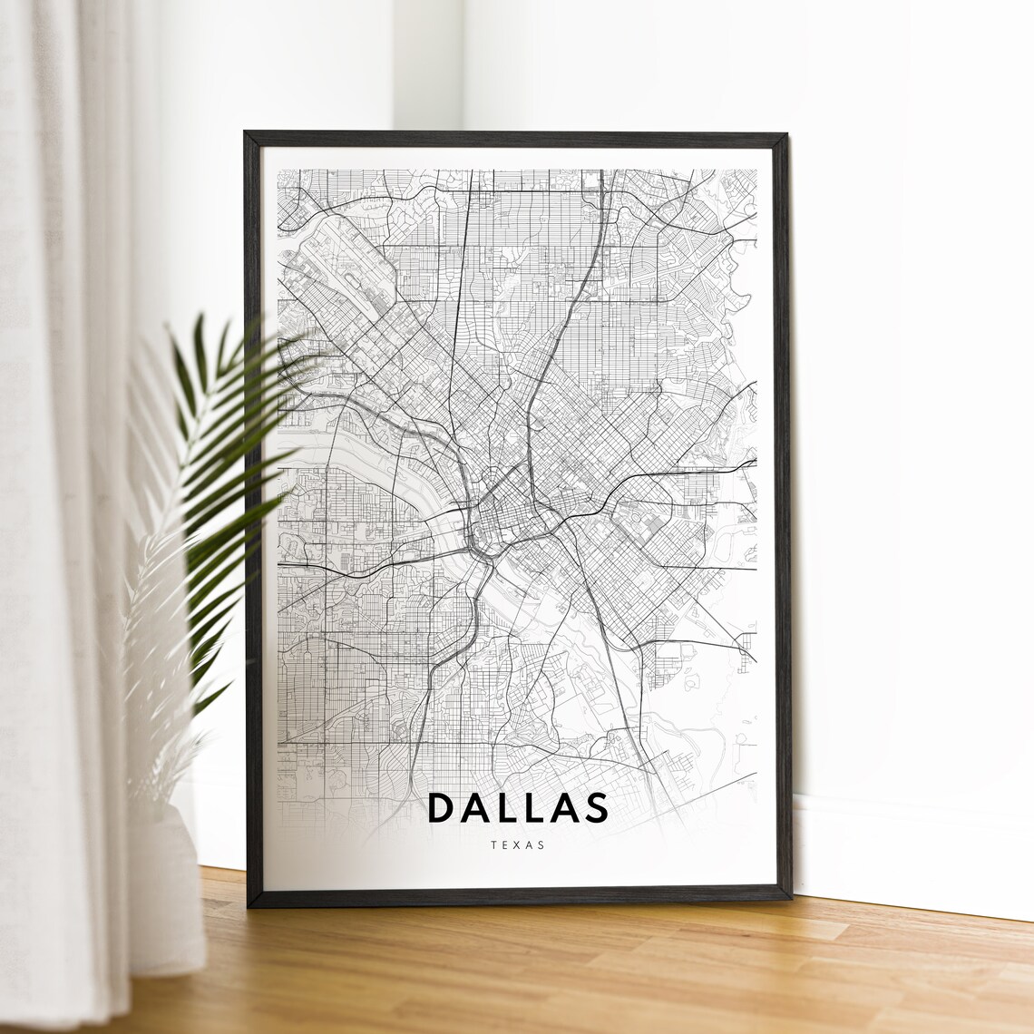 Dallas Texas Map Print, Black and White Map Poster - Image 2