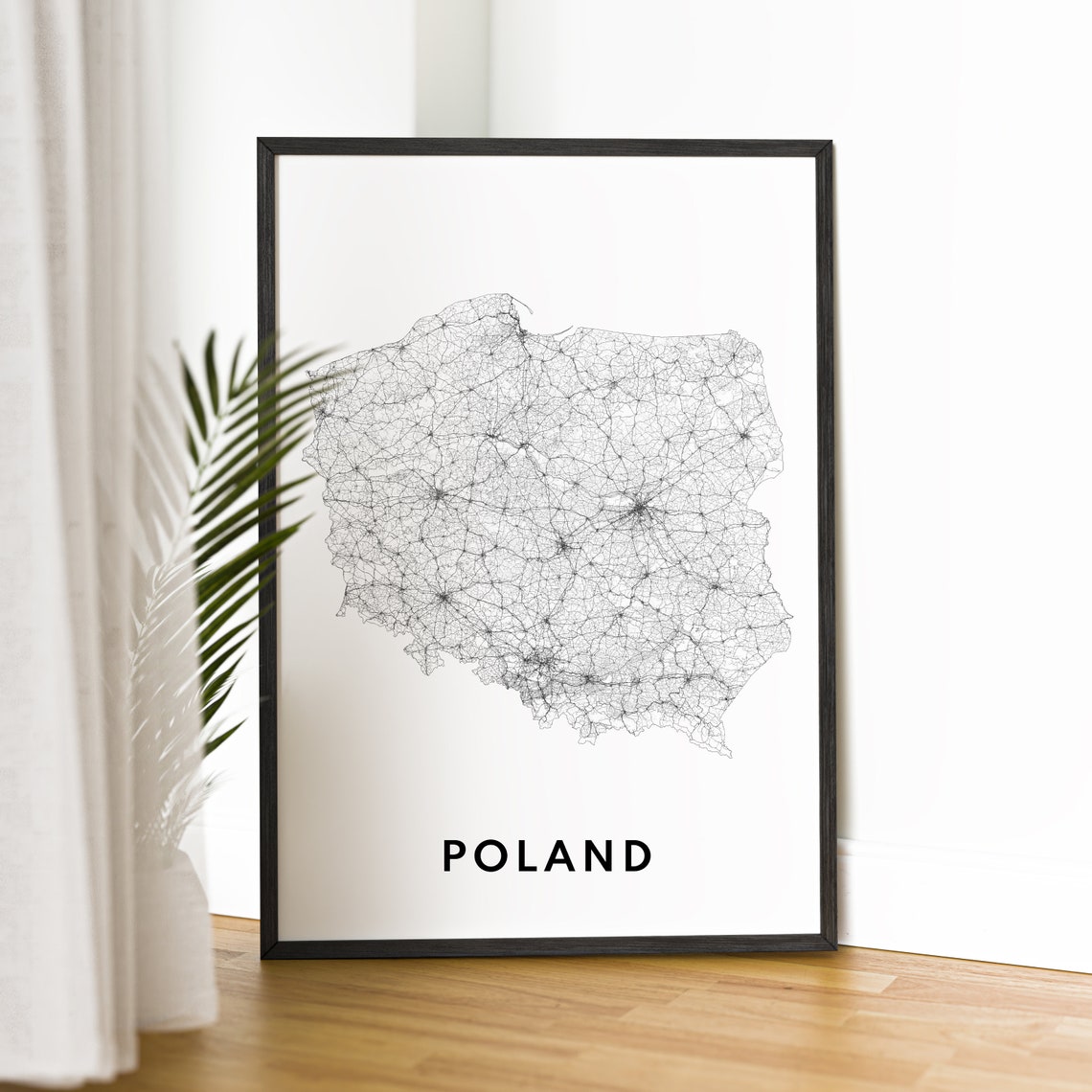 Poland Black And White Map Art Print - Image 2