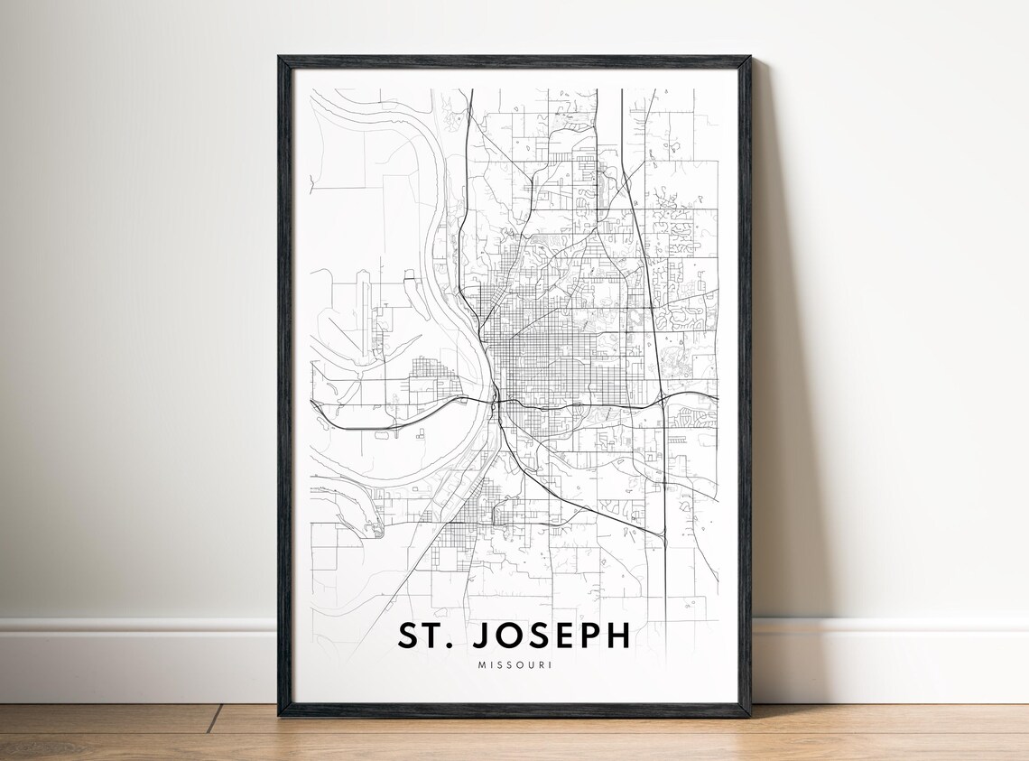 St Joseph Map Print, Missouri Minimalist Poster