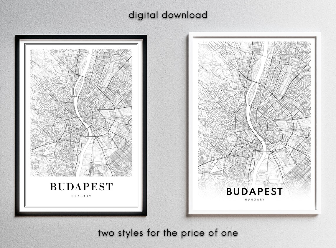 Budapest Map Print, Minimal Black and White Art Print - Image 5