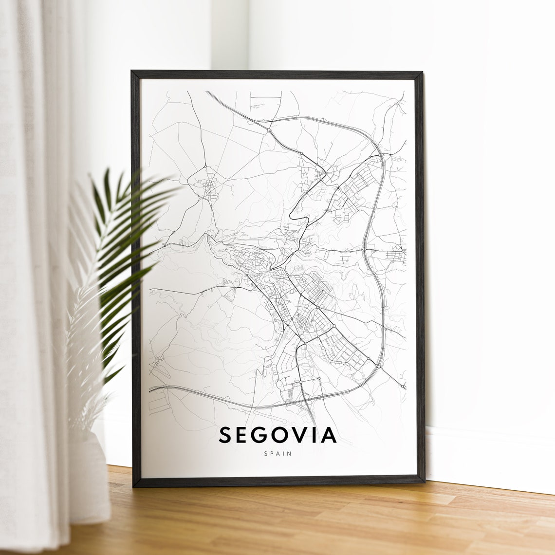 Segovia Spain Minimalist Black And White City Street Map Poster - Image 2
