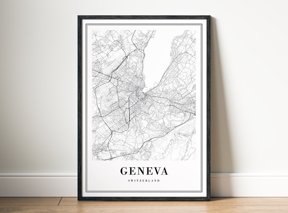 Geneva Switzerland City Center Minimalist Street Map Wall Poster - Image 5