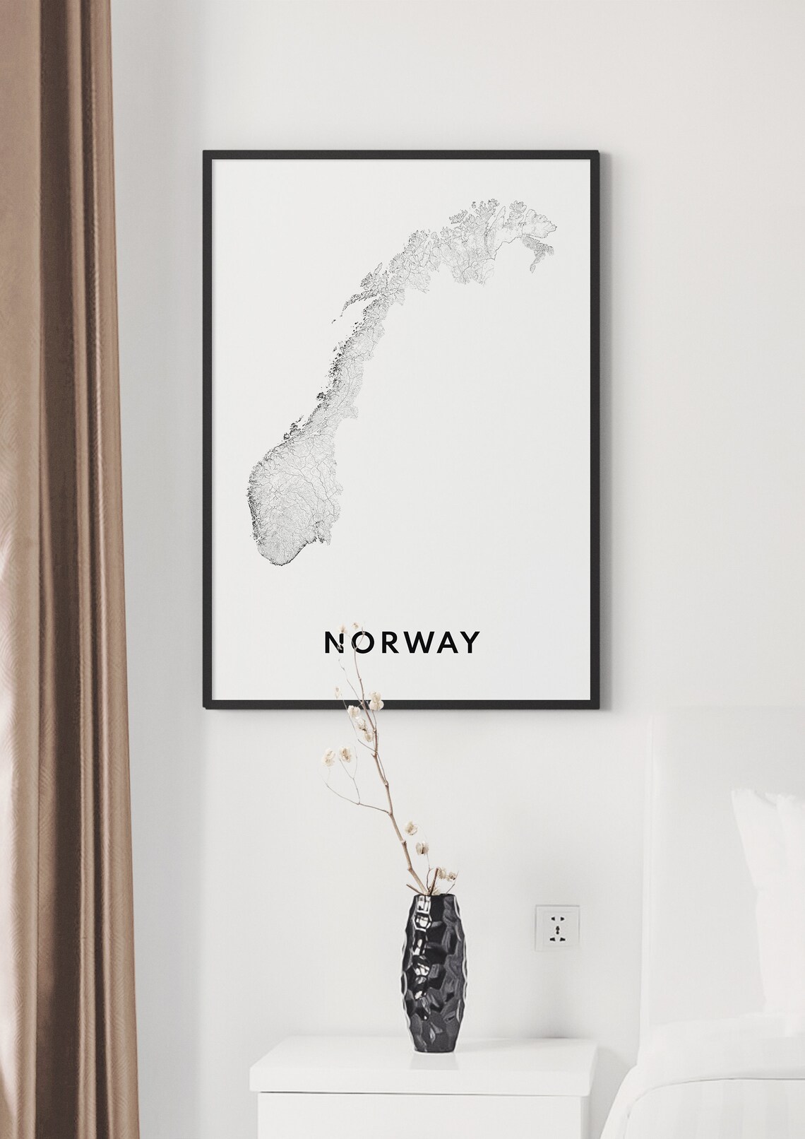 Norway Map Poster, Black and White Travel Map - Image 2