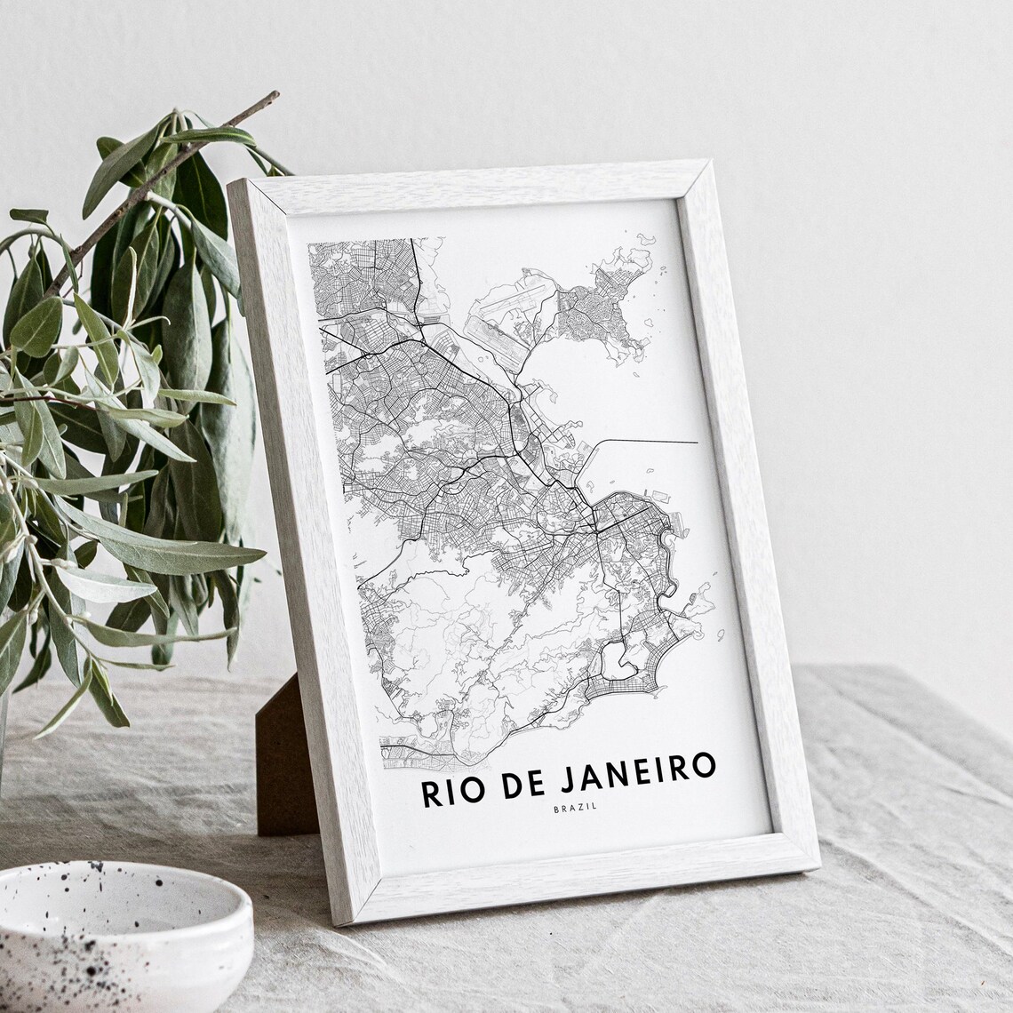 Rio de Janeiro Brazil Black and White City Map Minimalist Wall Art - Image 4