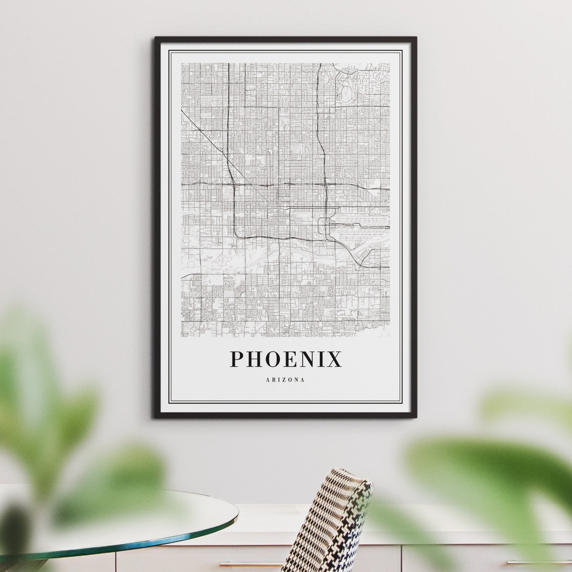 Phoenix Arizona Black and White City Map Minimalist Wall Art - Image 3