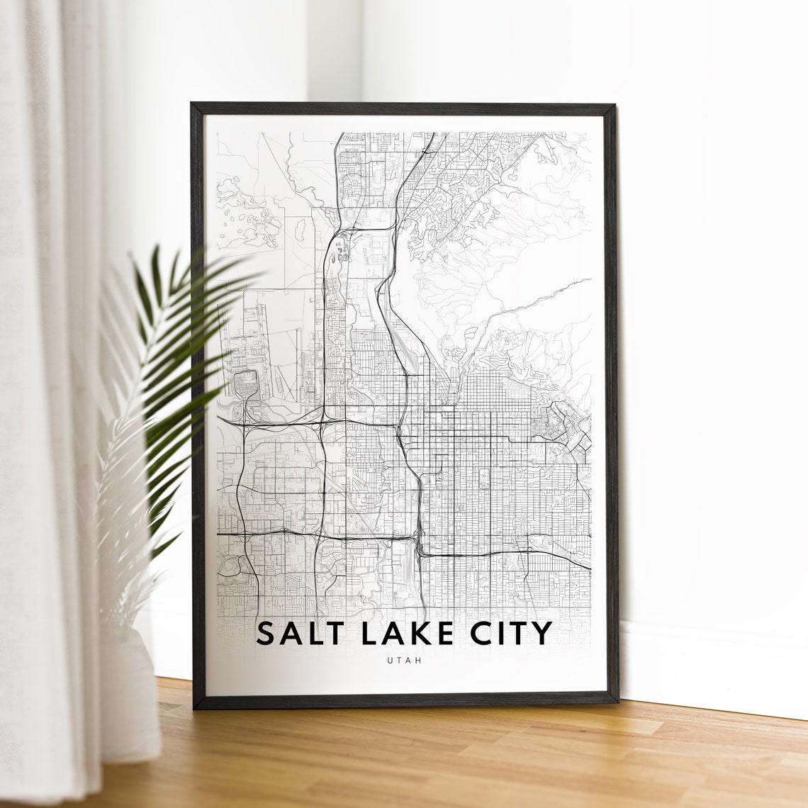 Salt Lake City Utah Minimalist Black and White City Map Poster - Image 4