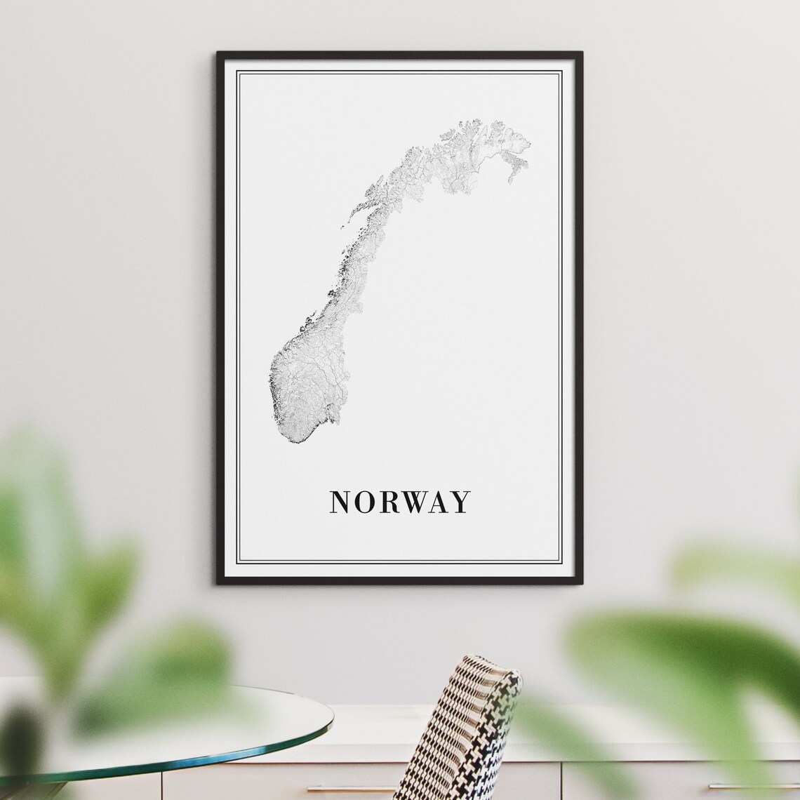 Norway Map Poster, Black and White Travel Map - Image 3