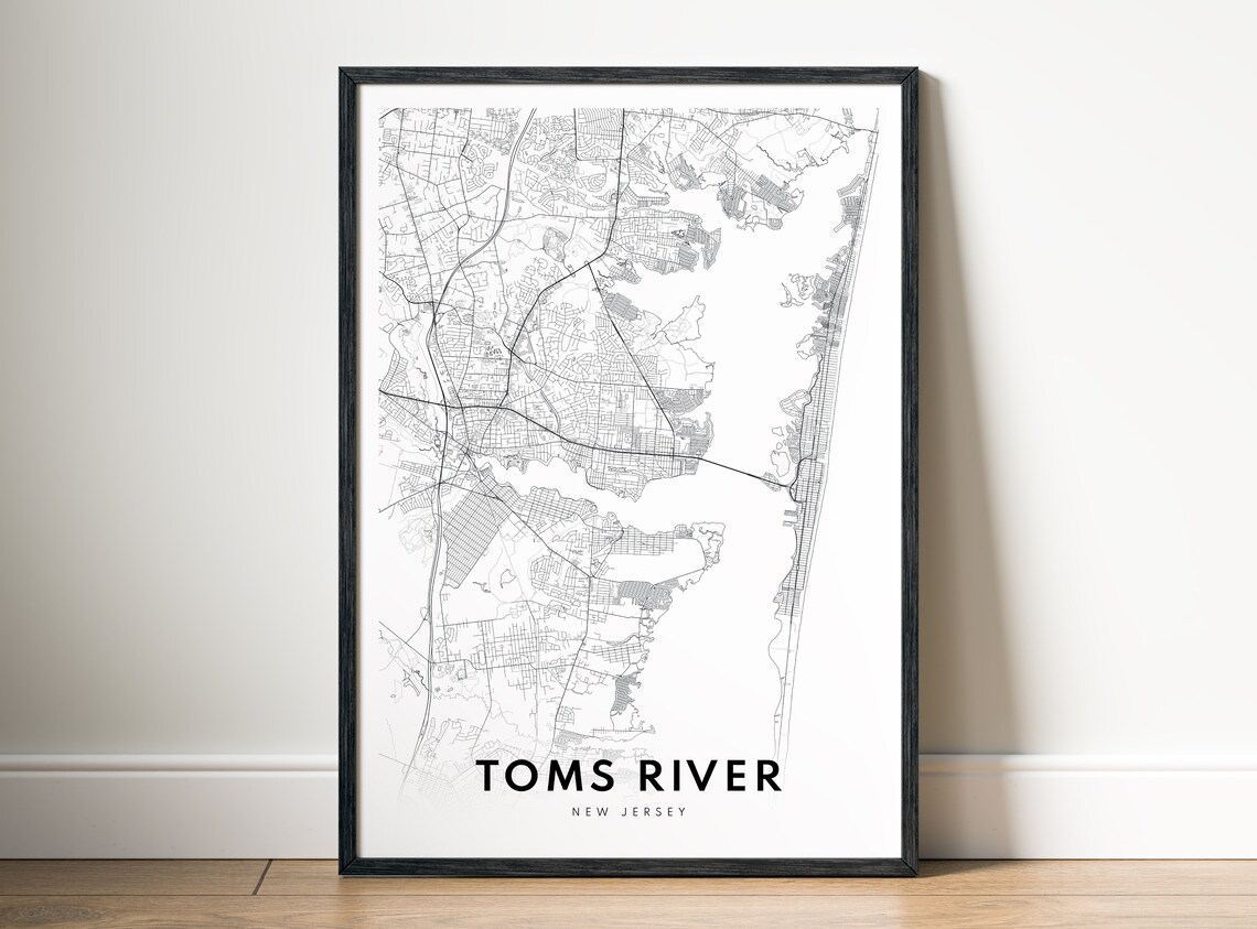 Toms River New Jersey Minimalist Black and White City Map Poster
