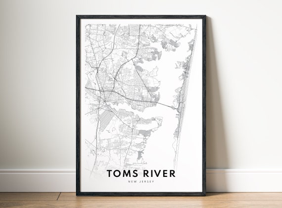 Toms River Map Print Toms River New Jersey Map Poster Toms River Map Toms River Black And White Map Art Sketch
