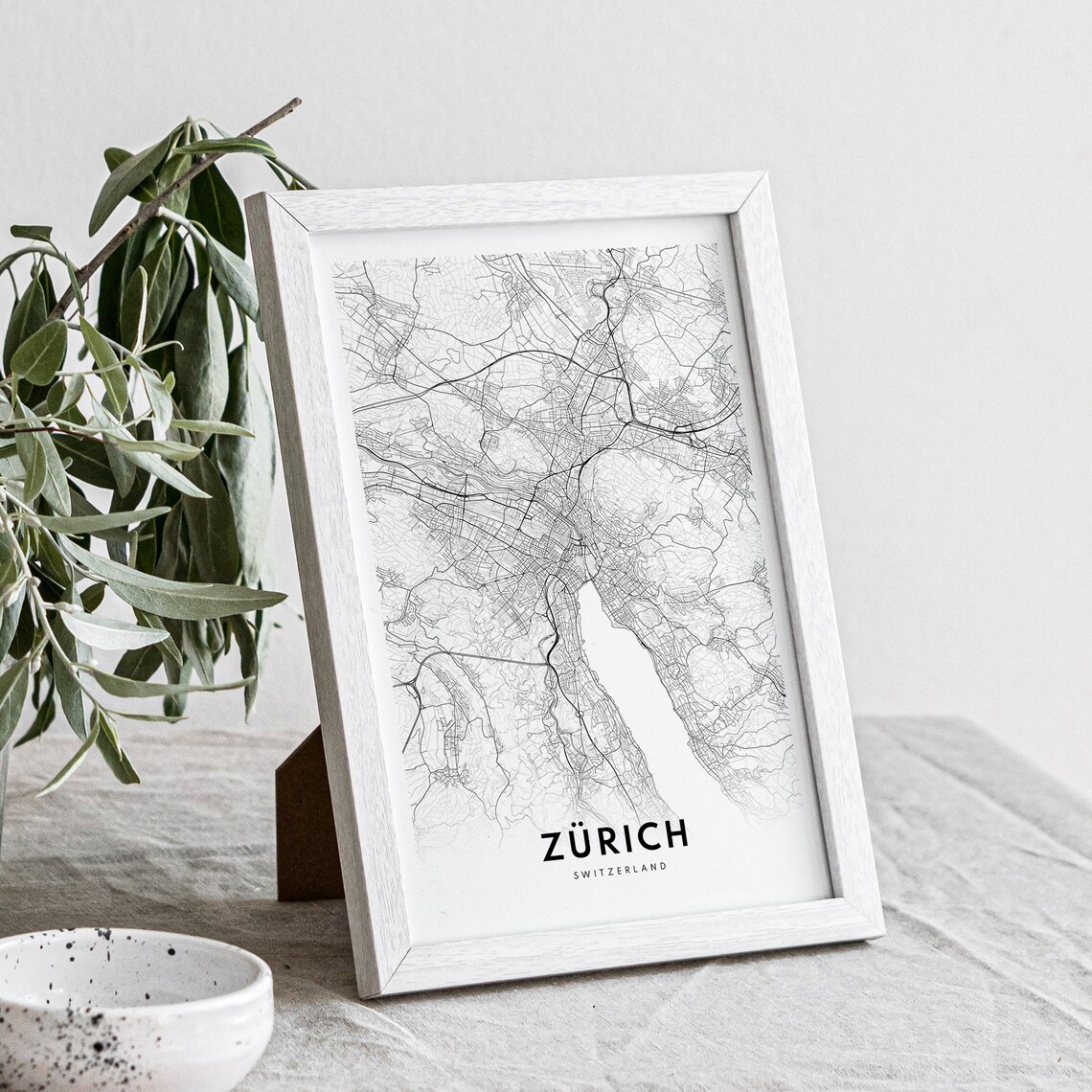 Zurich Switzerland Minimalist Black and White City Map Art Poster - Image 4