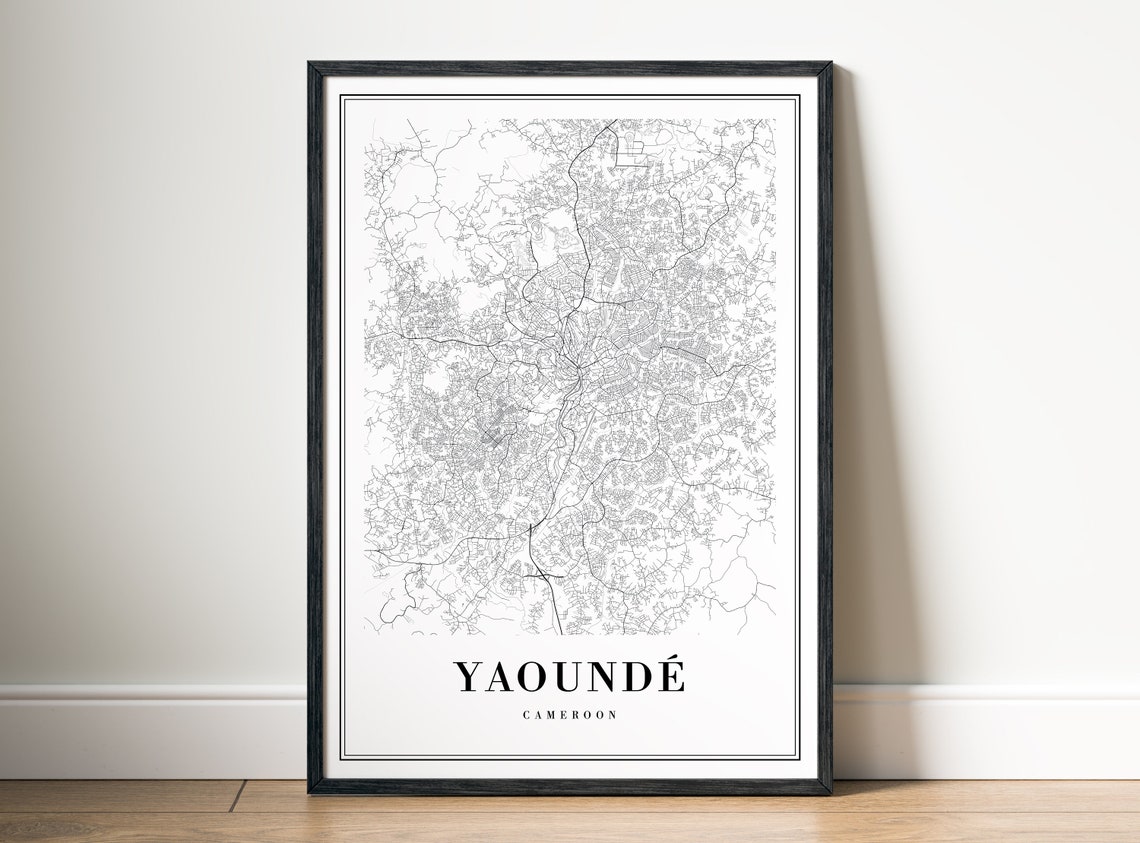 Yaounde Cameroon Minimalist Black and White City Map Sketch Poster - Image 5