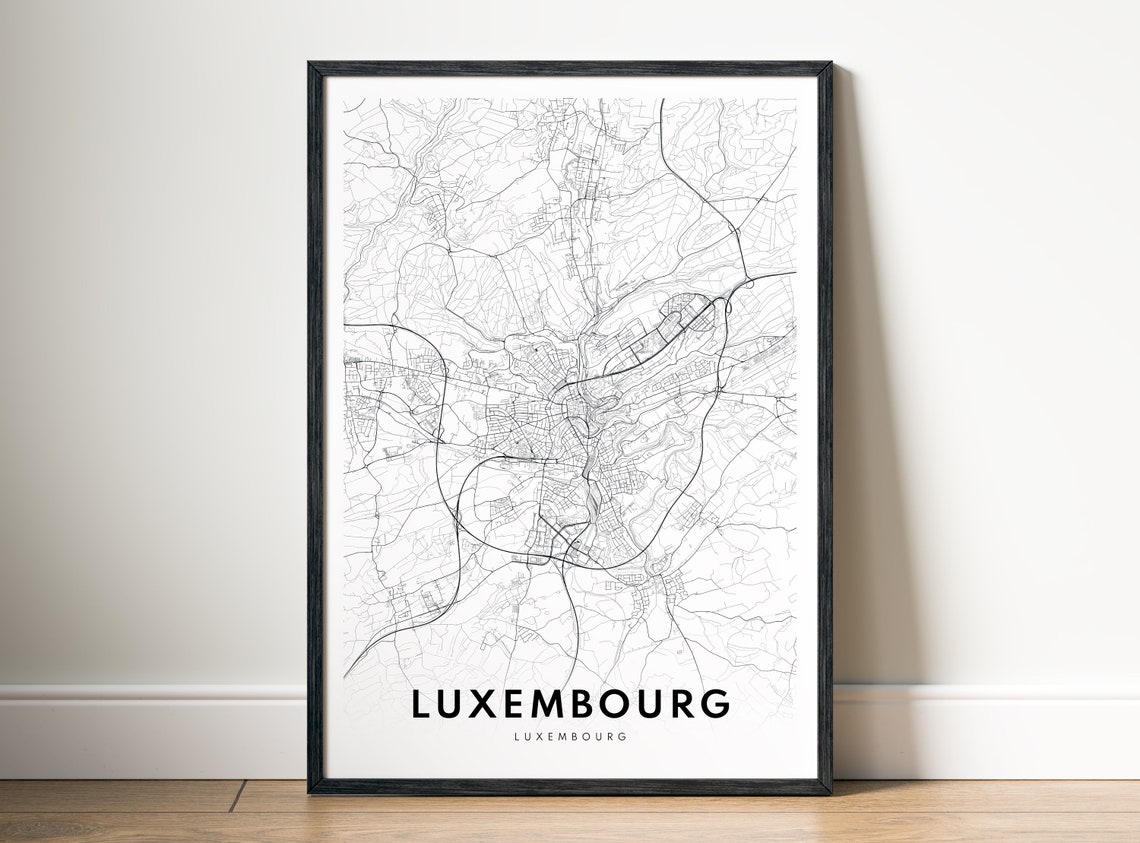 Luxembourg City Street Map Black and White Line Art Minimalist Poster - Image 5