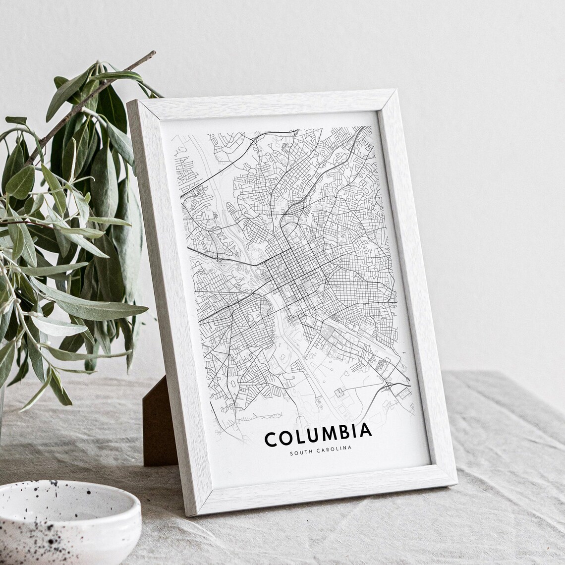 Columbia South Carolina Map Print, Black and White - Image 4