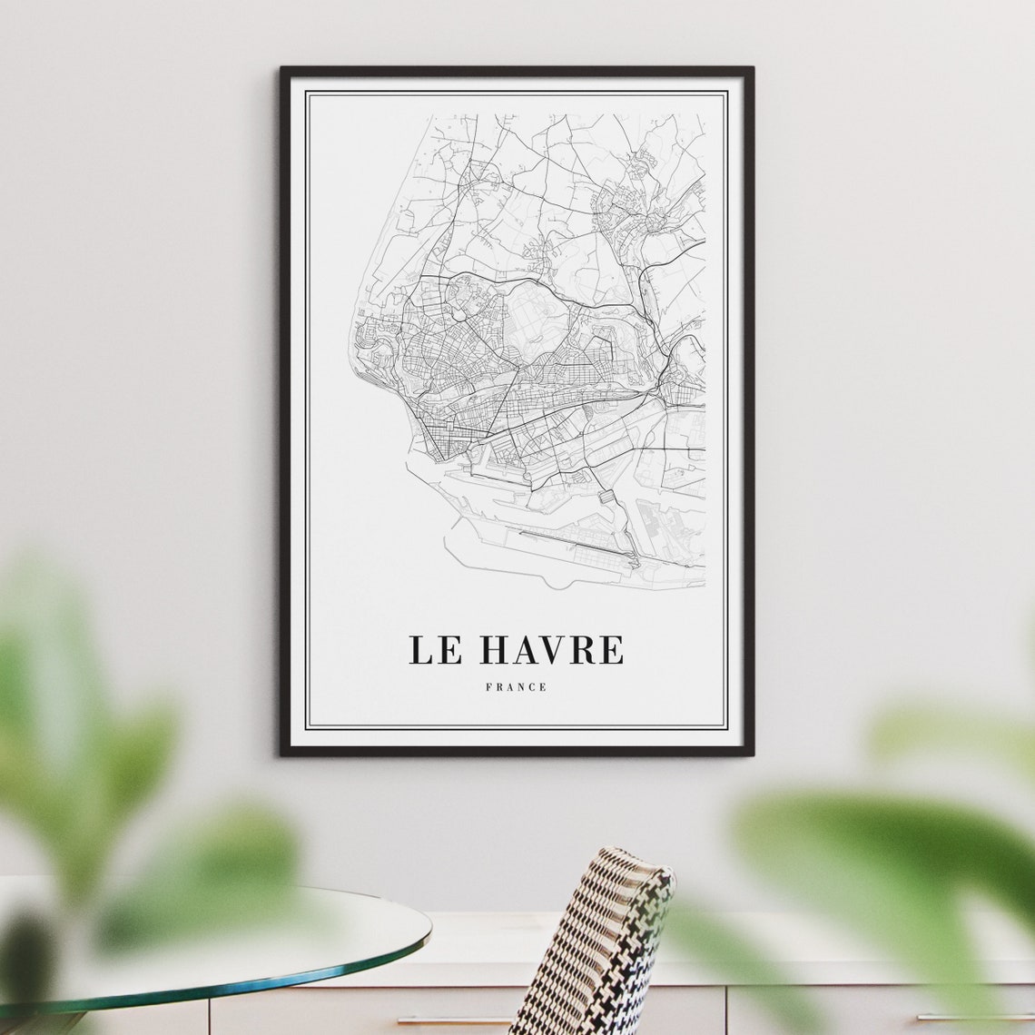 Le Havre France Minimalist Black and White City Map Sketch Poster - Image 3