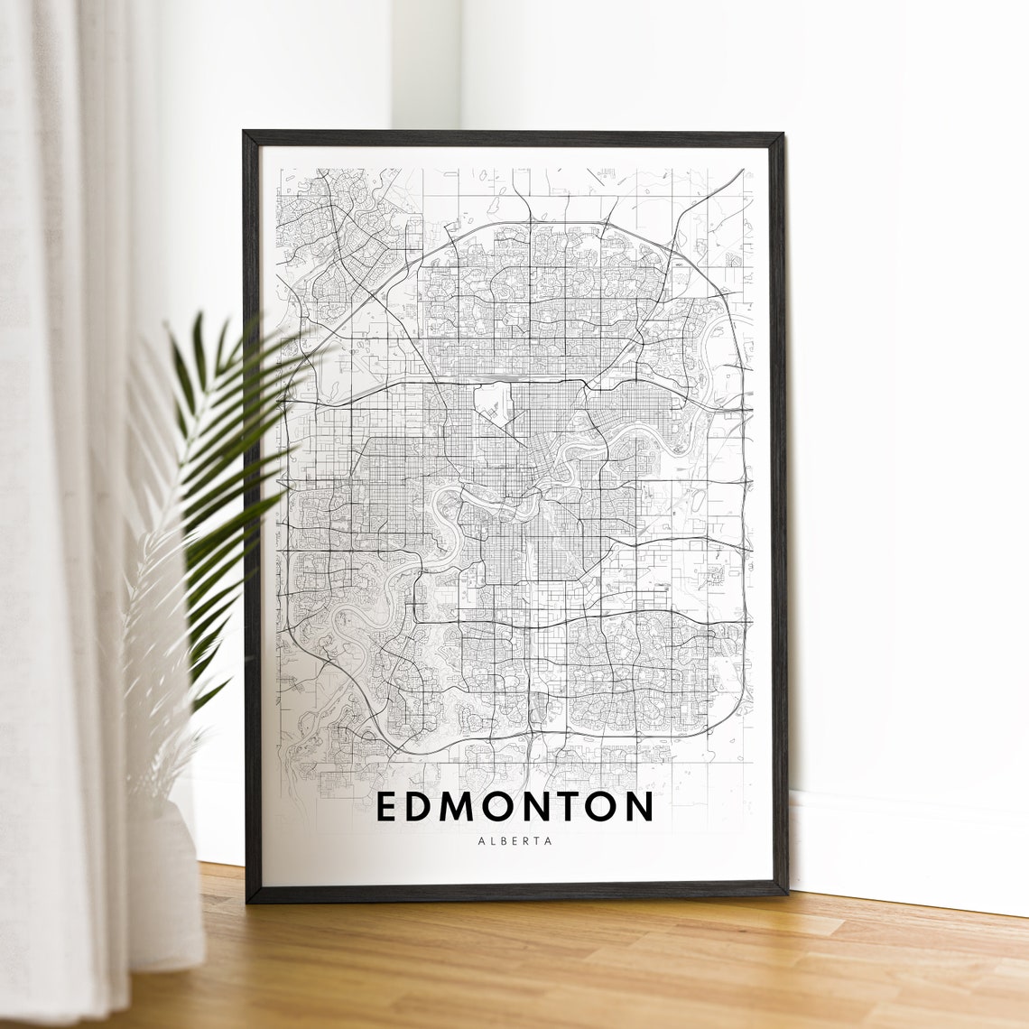 Minimalist Edmonton Alberta Black and White Street Map Poster - Image 4