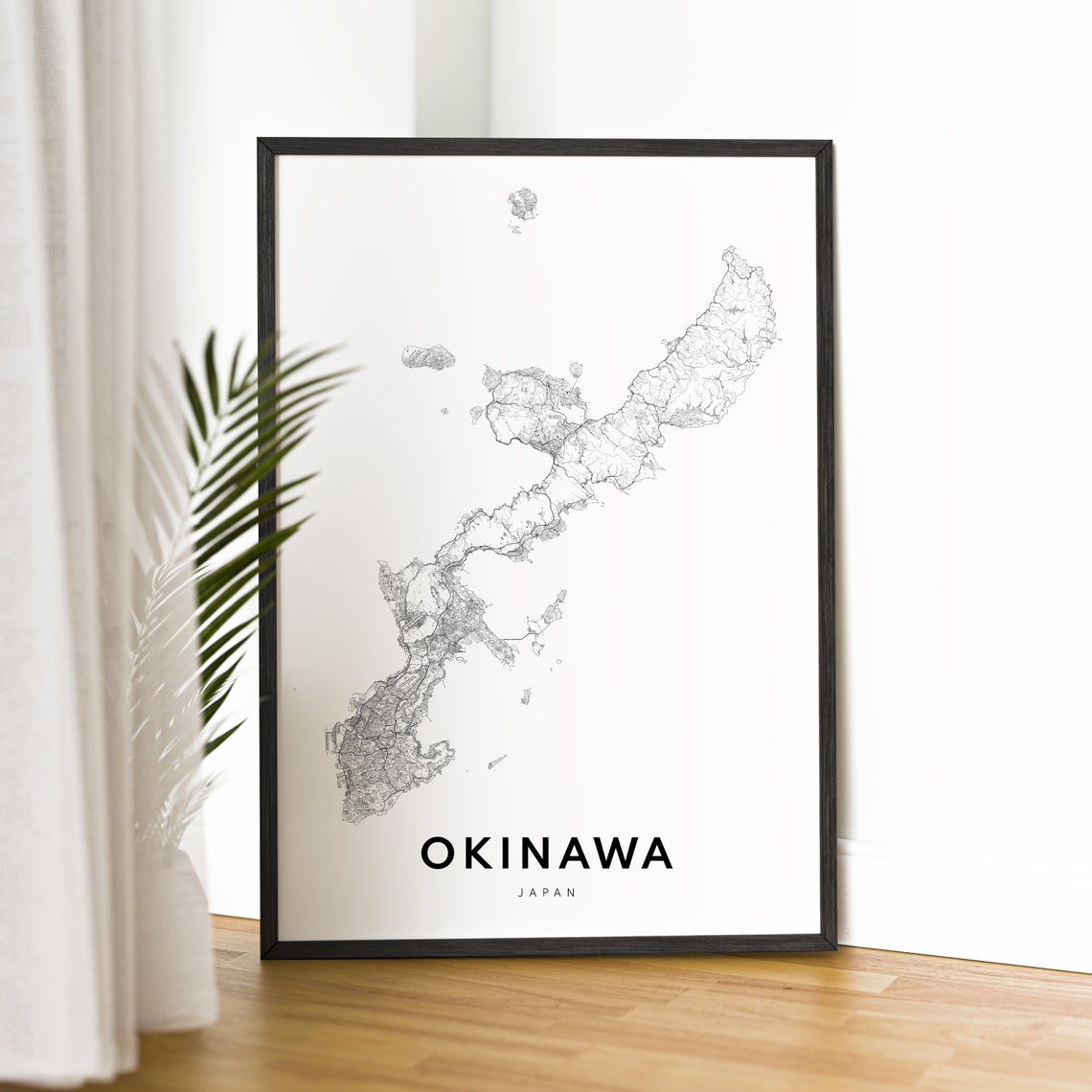 Okinawa Map Poster, Black And White Map - Image 4