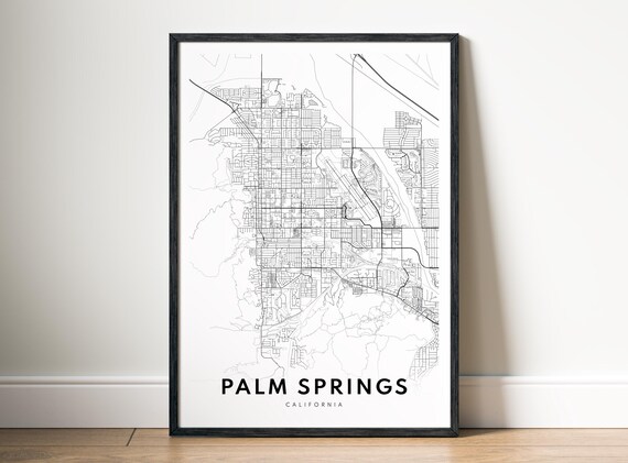 Palm Springs Map Print Poster City Black And White
