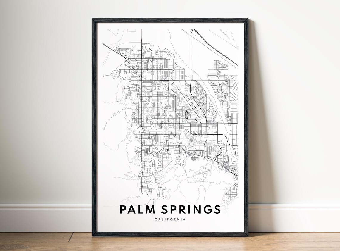 Palm Springs Map Print Poster City Black And White