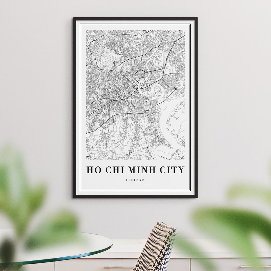 Ho Chi Minh City Vietnam Map Minimalist Black and White Print - Image 3