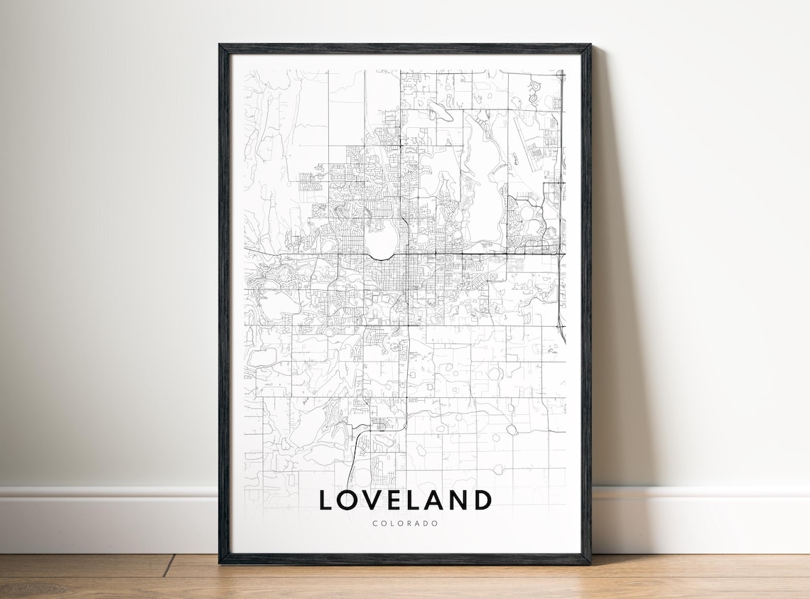 Loveland Colorado Black And White City Map Minimalist Poster
