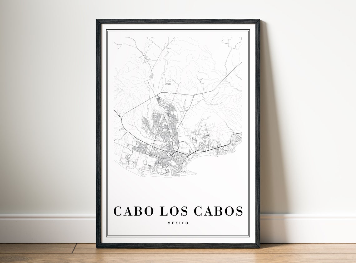 Cabo Los Cabos Mexico Minimalist Black Line City Map Art Poster