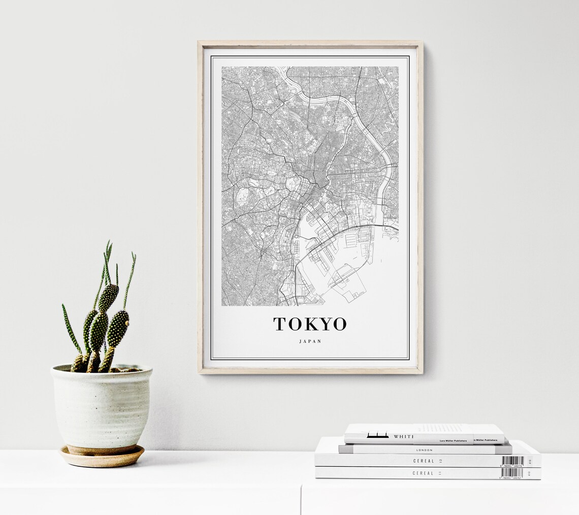 Tokyo Map Poster, Black And White Travel Map - Image 3