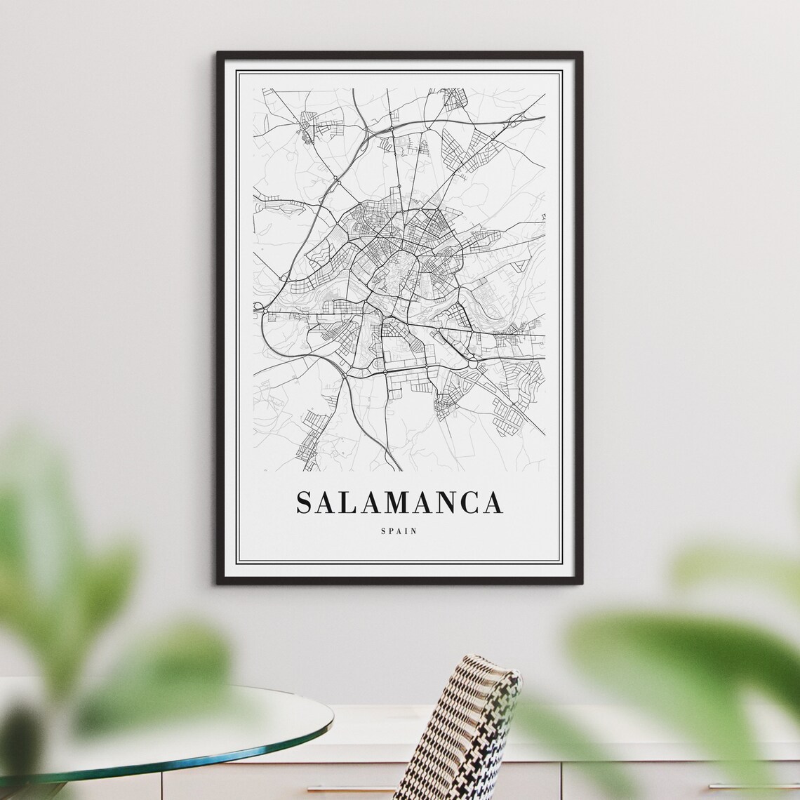 Salamanca Spain Map Print, Black and White Travel Poster - Image 3