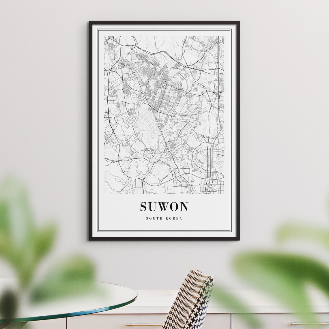 Suwon South Korea Minimalist Black and White City Map Poster - Image 3