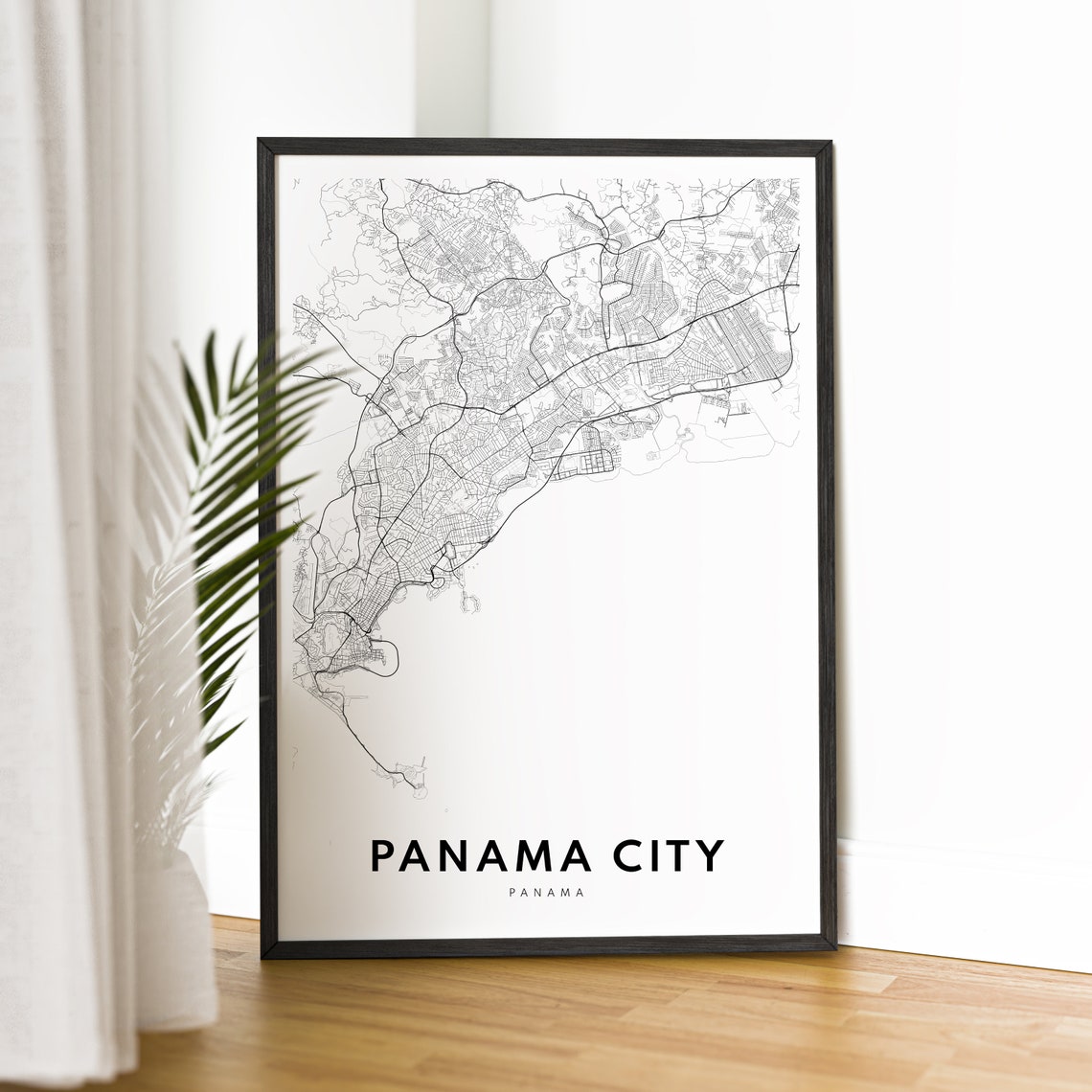 Panama City Panama Minimalist Black and White City Map Line Art Poster - Image 2