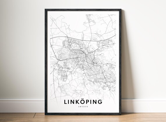Linkping Sweden City Map Print Instant Black White Minimalist Wall Art In Two Styles