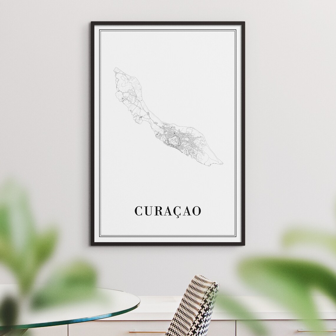 Curacao Map Travel Poster, Black And White Map - Image 3