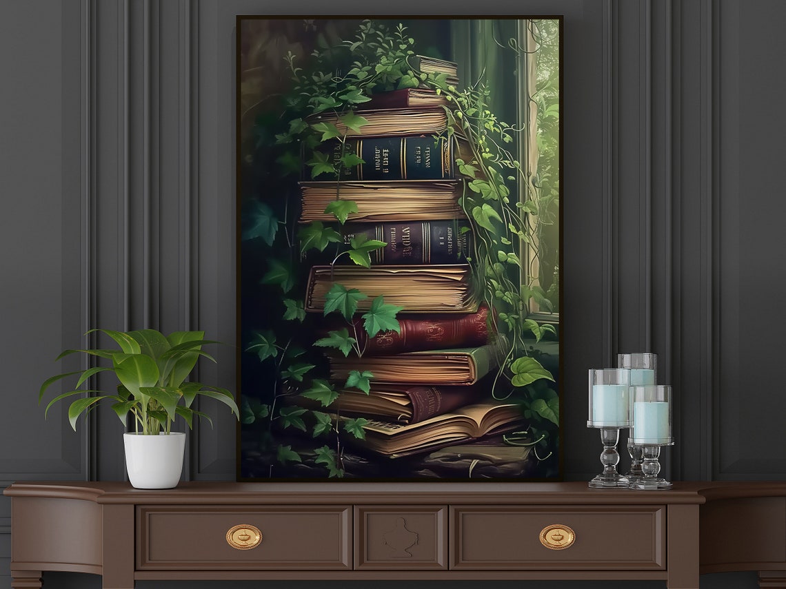 Dark Surreal Magic Book Painting Dark Academia Art Print Gothic Book Print - Image 3