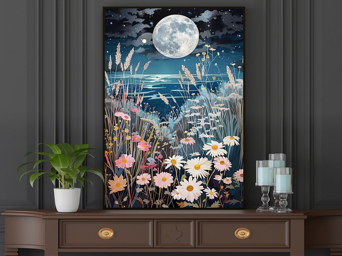 Matisse Moon And Wildflowers Painting Acrylic Flowers Print Vintage Flowers Flower Poster Cottage Flowers Wall Art - Image 5