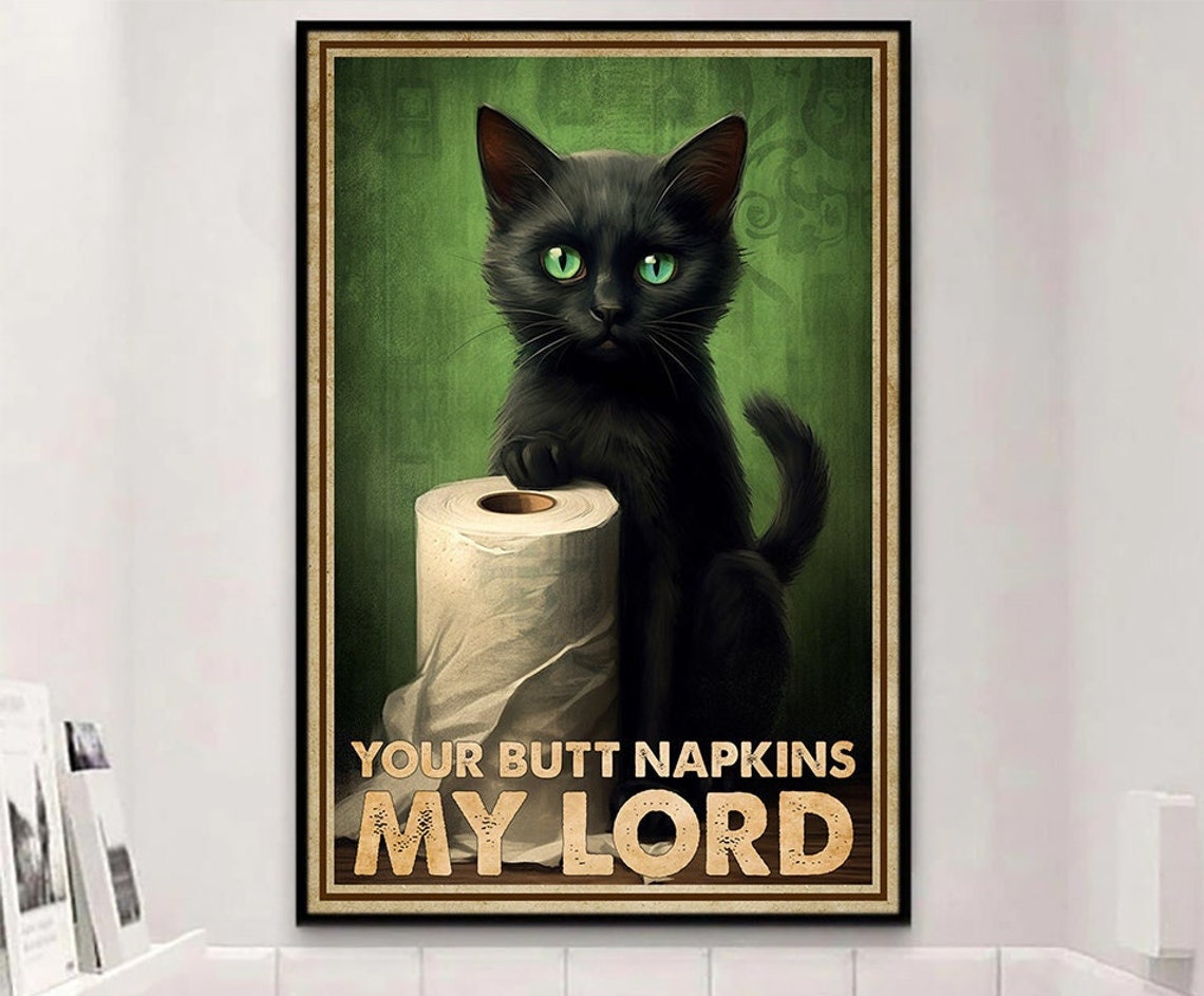Vintage Black Cat Bathroom Poster