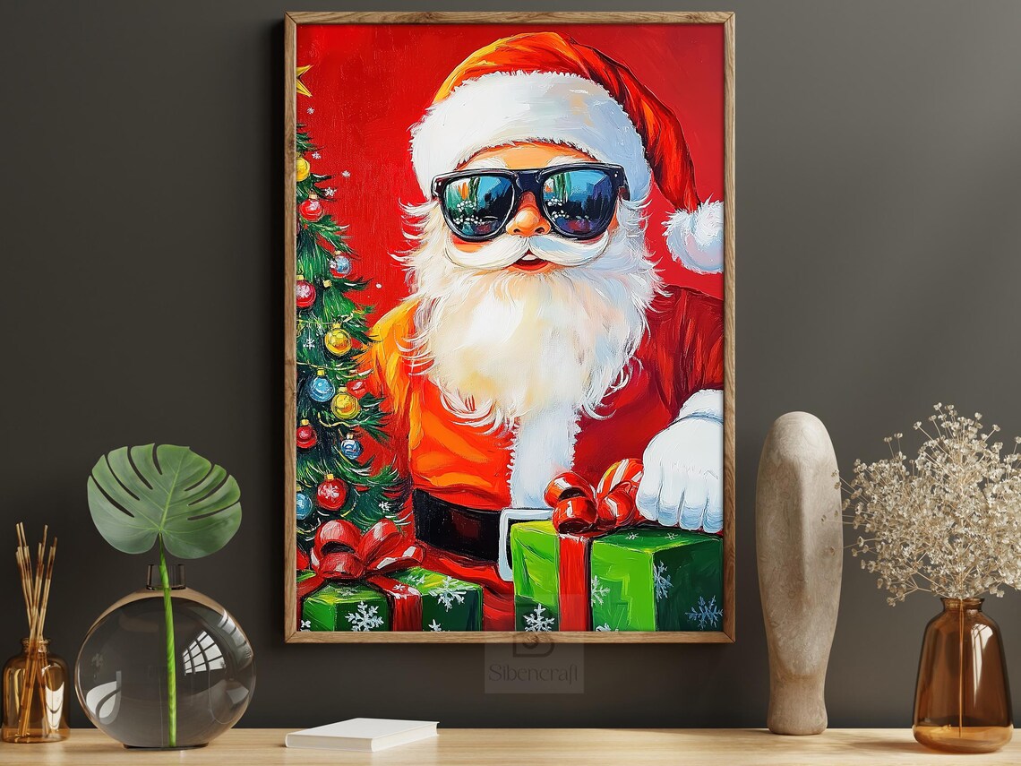 Funny Santa Portrait, Cozy Christmas Poster Print - Image 5