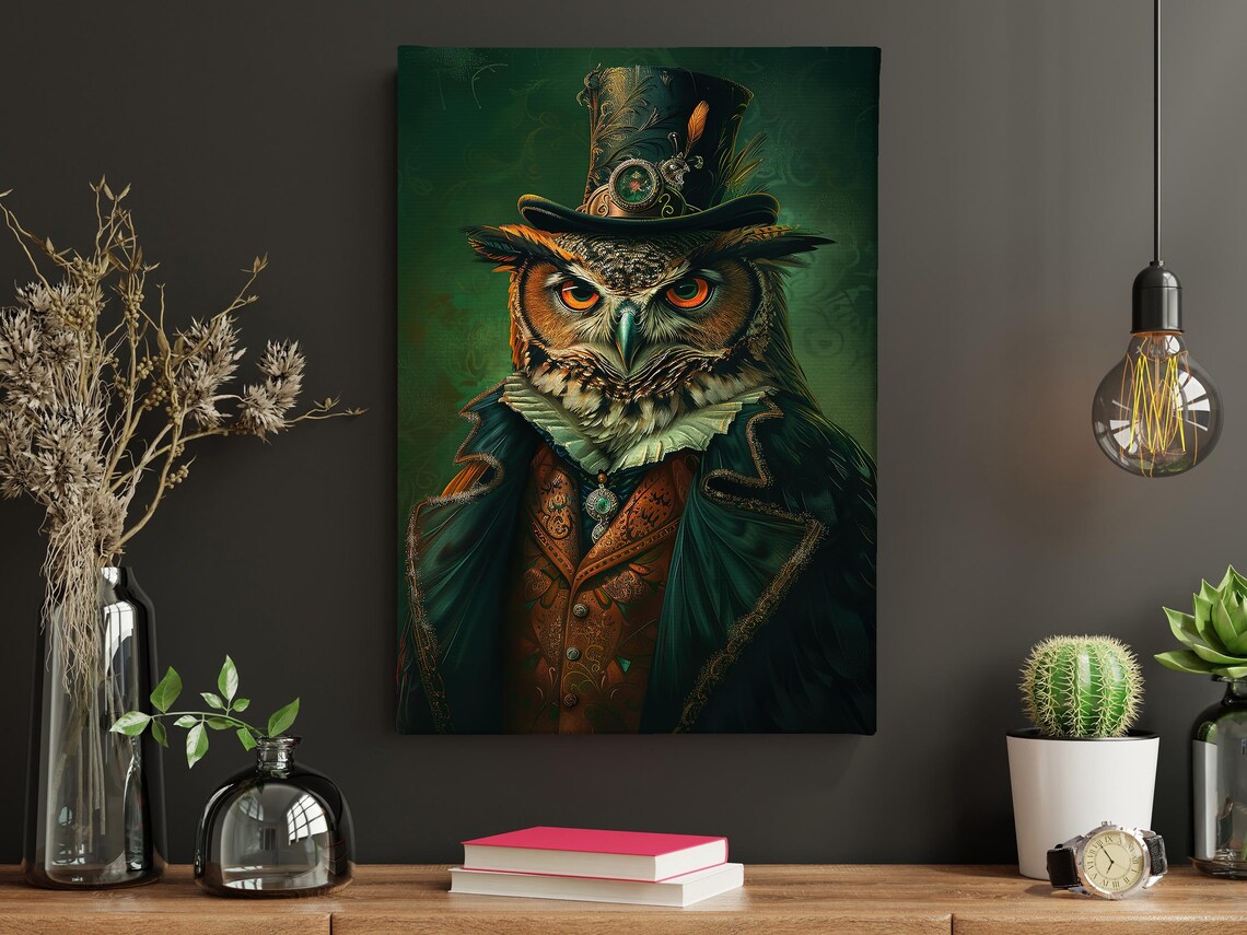 Gothic Owl In Suit Art Print, Dark Gentleman - Image 3