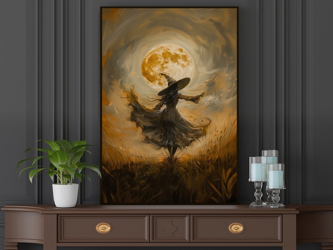 Cottage Witch Dancing Under Moonlight, Vintage Poster Print - Image 5