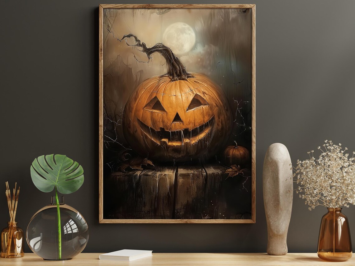 Vintage Pumpkin Halloween Art Print, Dark Decor - Image 6