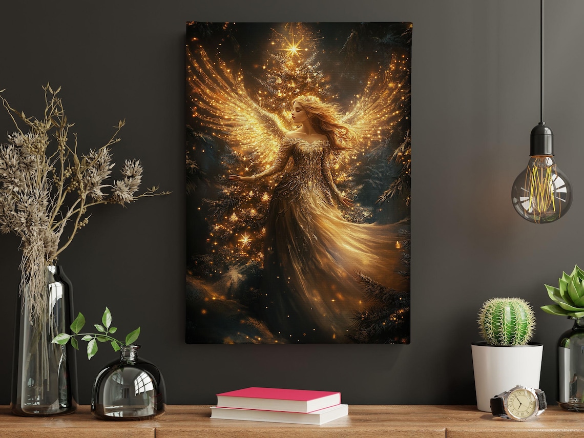 Vintage Young Angel Painting, Christian Christmas Poster - Image 4