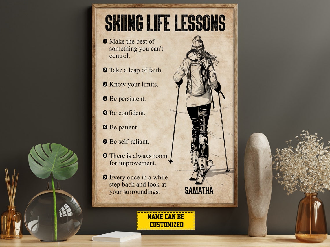 Skiing Life Lessons Personalized Print Skiing Poster Print Skiing Gift For Girl Daughter
