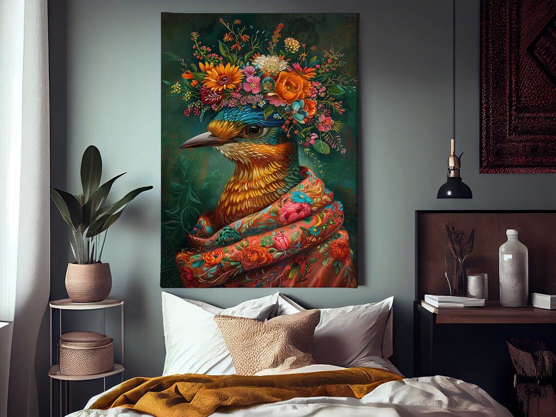 Vintage Maximalist Floral Honey Bird Art Print - Image 3