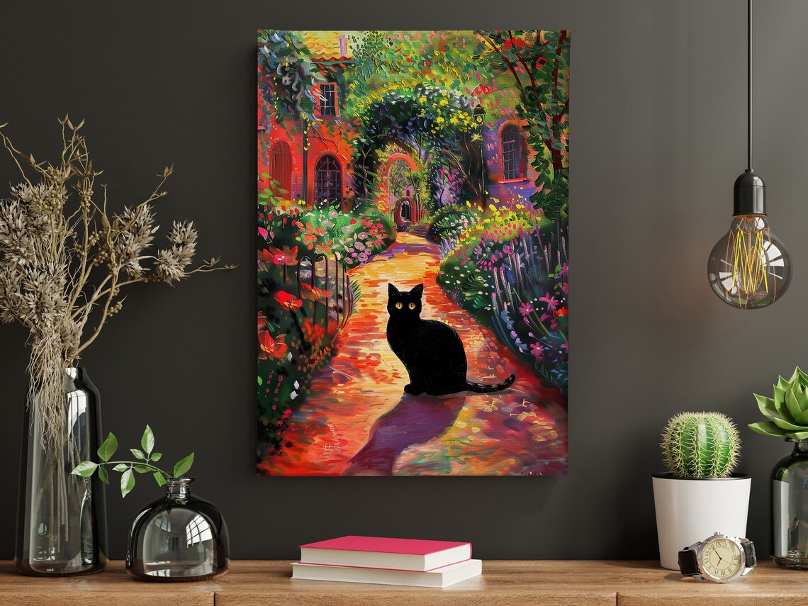 Matisse Black Cat in Flowers Garden, Vintage Art Print - Image 4