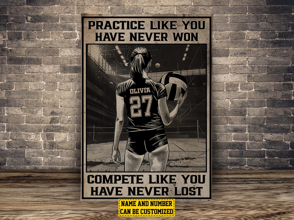 Personalized Volleyball Practice Compete Motivational Poster Gift - Image 2